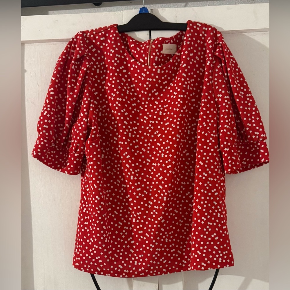 MELLODAY Red and White Patterned Blouse